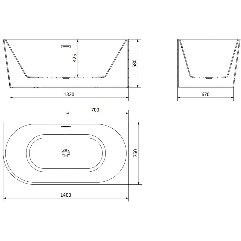 Mexen Mia volně stojící rohová pravá vana 140 x 75 cm, bílá/černá, přepad kartáčovaný nikl - 52691407575P-97