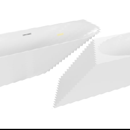 Mexen Mia volně stojící rohová vana levá 140 x 75 cm, bílá, přepad zlatý kartáčovaný - 52691407500L-55