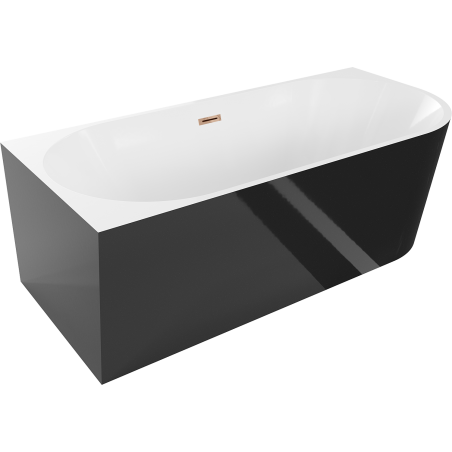 Mexen Mia volně stojící rohová vana levá 140 x 75 cm, bílá/černá, přepad růžové zlato - 52691407575L-60