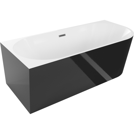 Mexen Mia volně stojící rohová vlevo 140 x 75 cm, bílá/černá, přepad gun gray kartáčovaný - 52691407575L-66