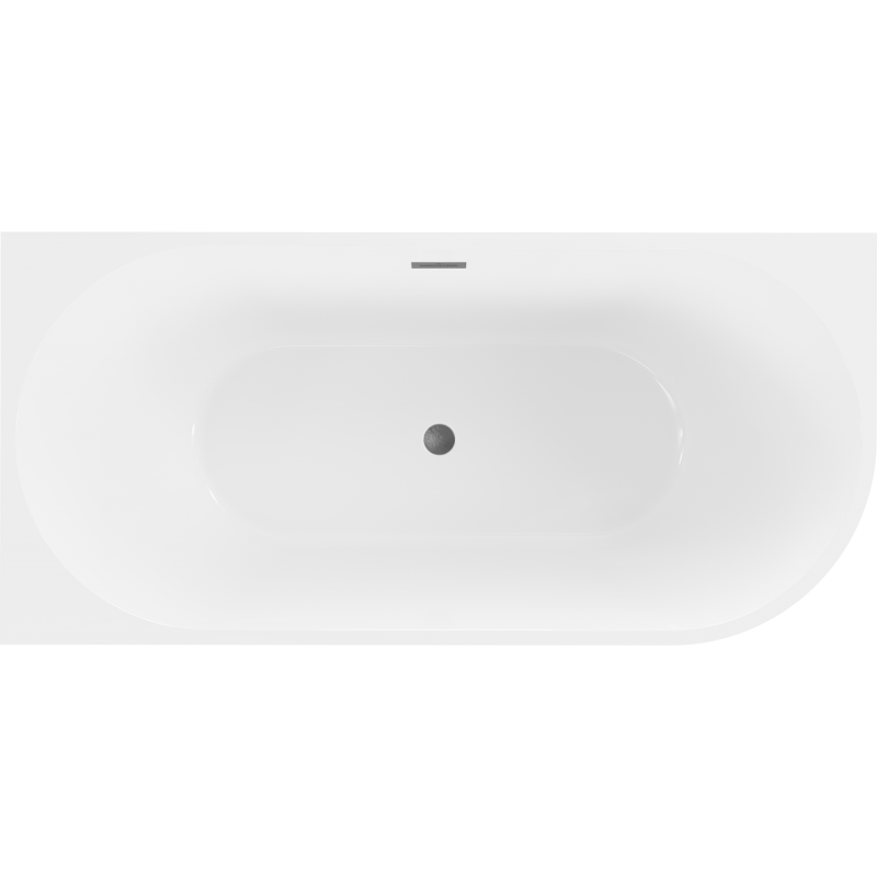 Mexen Mia volně stojící rohová vana levá 160 x 80 cm, bílá, přepad gun gray kartáčovaný - 52691608000L-66