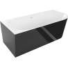 Mexen Mia volně stojící rohová vana levá 160 x 80 cm, bílá/černá, bílý přepad - 52691608075L-20