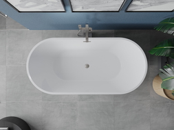 Mexen Luna volně stojící vana 140 x 75 cm, bílá, přepad kartáčovaný nikl - 52031407500-97