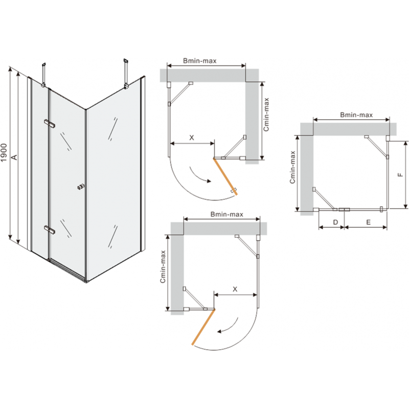 Mexen Roma sprchová kabina otevírací 80 x 100 cm, transparentní, chrom + vanička Flat, černá - 854-080-100-01-00-4070