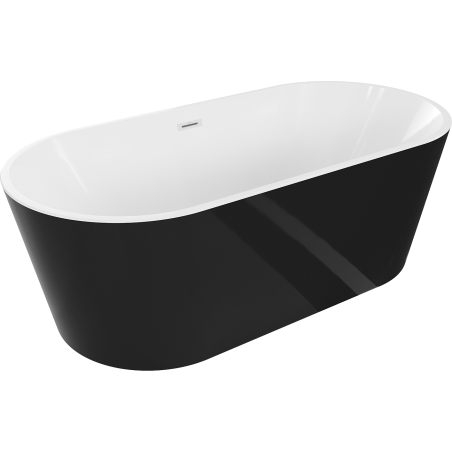 Mexen Luna volně stojící vana 140 x 75 cm, bílá/černá, bílý přepad - 52031407575-20