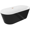 Mexen Luna volně stojící vana 140 x 75 cm, bílá/černá, přepad měď kartáčovaná - 52031407575-65