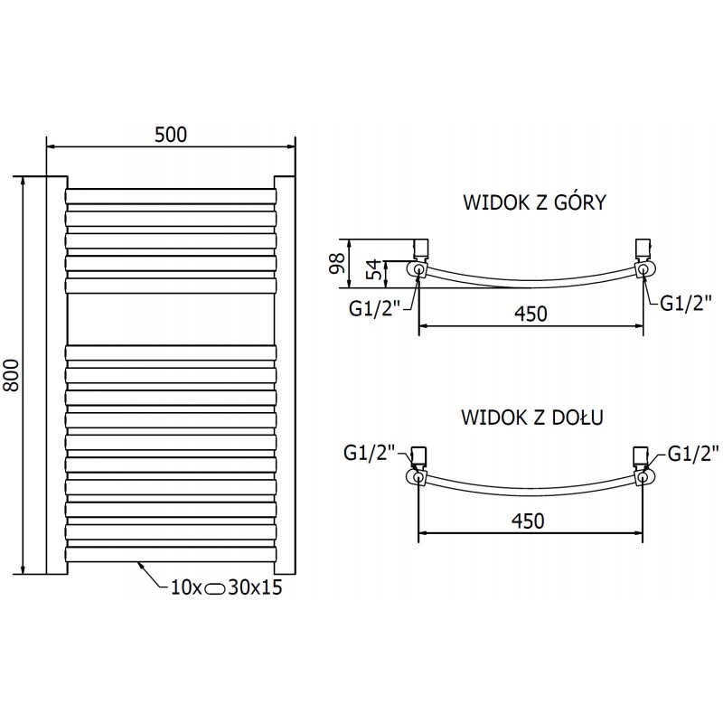 Mexen Helios elektrický radiátor 800 x 500 mm, 300 W, zlatý - W103-0800-500-2300-50