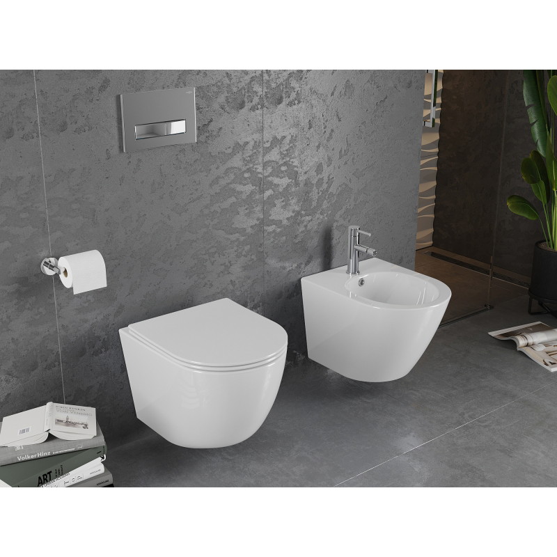 Mexen Lena WC mísa Rimless se zpomalovacím prkénkem slim, duroplast, bílý lesk - 30220400