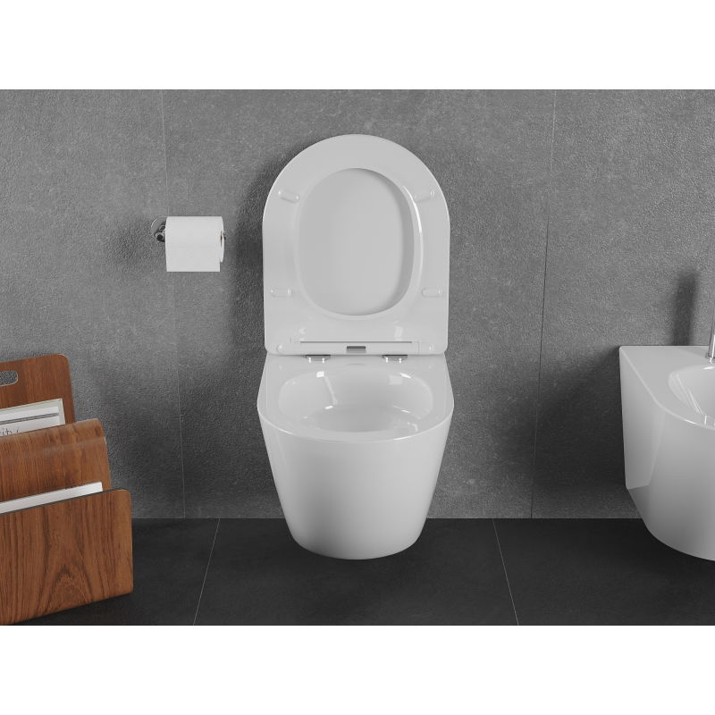 Mexen Lena WC mísa Rimless Tornado s pomalu klesající deskou slim, duroplast, bílý lesk - 30220400T