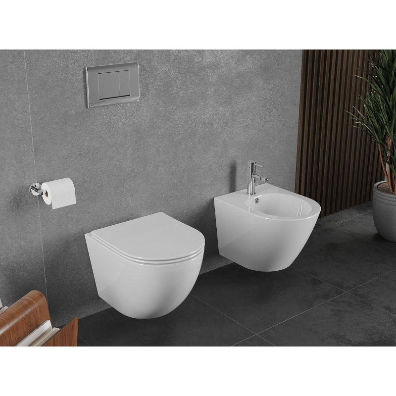 Mexen Lena WC mísa Rimless Tornado s pomalu klesající deskou slim, duroplast, bílý lesk - 30220400T