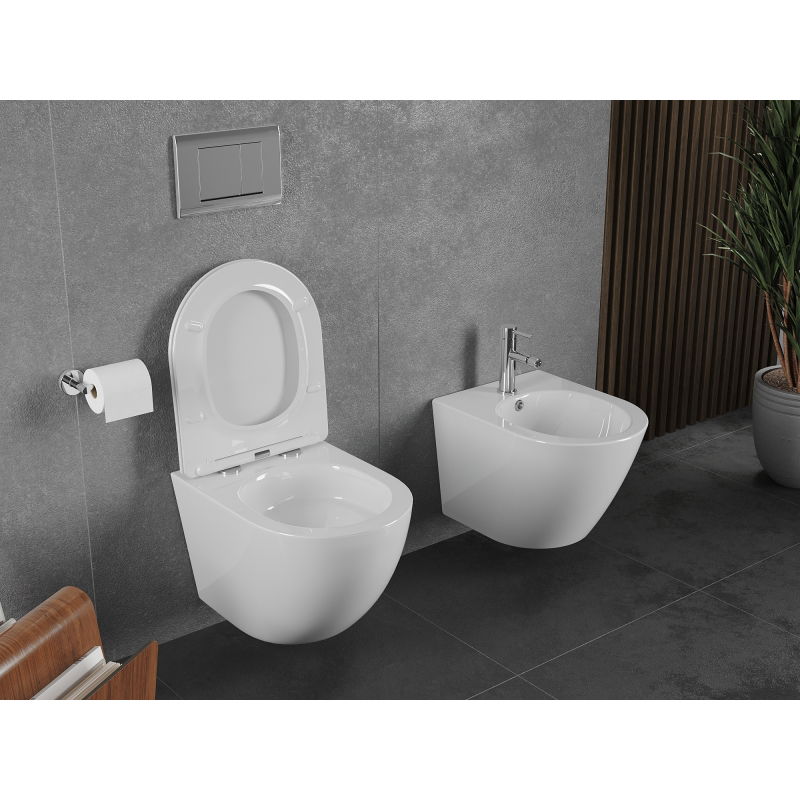 Mexen Lena WC mísa Rimless Tornado s pomalu klesající deskou slim, duroplast, bílý lesk - 30220400T