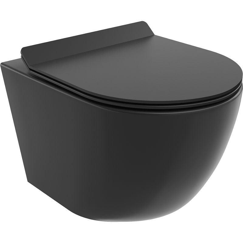 Mexen Lena mísa WC Rimless Tornado s pomalu padajícím sedátkem slim, duroplast, černá mat - 30220185T