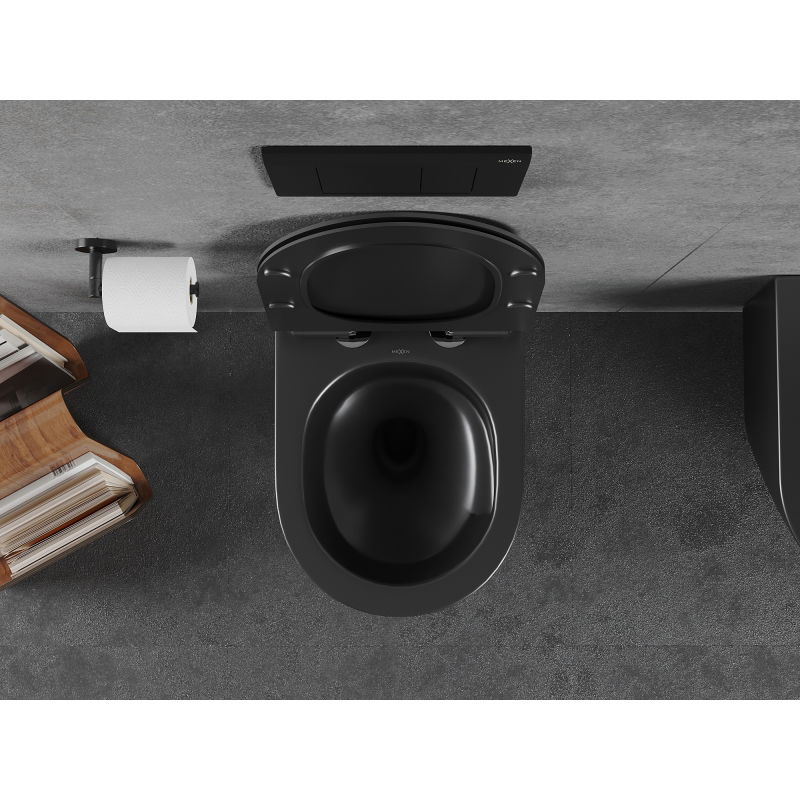 Mexen Lena mísa WC Rimless Tornado s pomalu padajícím sedátkem slim, duroplast, černá mat - 30220185T