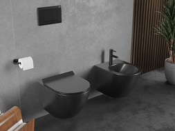 Mexen Lena mísa WC Rimless Tornado s pomalu padajícím sedátkem slim, duroplast, černá mat - 30220185T