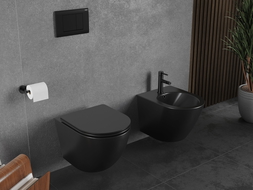 Mexen Lena WC mísa Rimless Tornado s pomalu se spouštějícím sedátkem slim, duroplast, černý mat - 30221085T