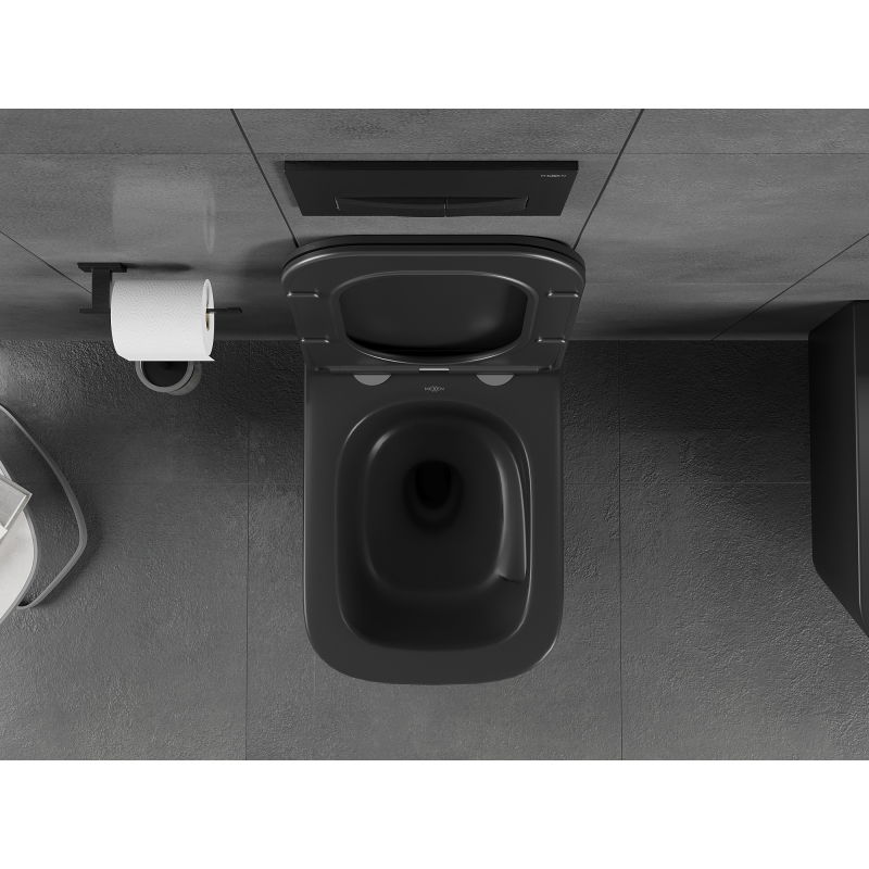 Mexen Teo mísa WC Rimless Tornado s pomalu sklopnou deskou slim, duroplast, černá mat - 30850685T
