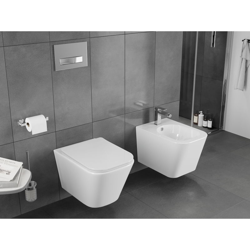 Mexen Teo WC mísa Rimless Tornado se zpomaleným zavíráním sedátka slim, duroplast, bílý lesk - 30850600T