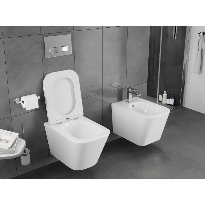 Mexen Teo WC mísa Rimless Tornado se zpomaleným zavíráním sedátka slim, duroplast, bílý lesk - 30850600T