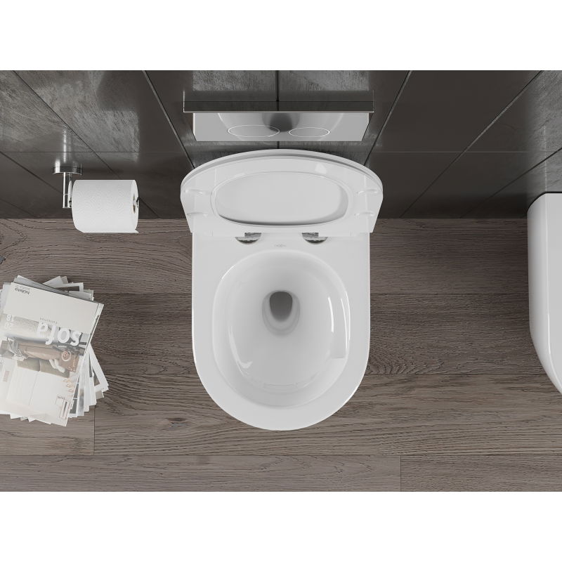 Mexen Carmen wc mísa Rimless Tornado s pomalu sklopným slim sedátkem, duroplast, bílý lesk - 30880100T