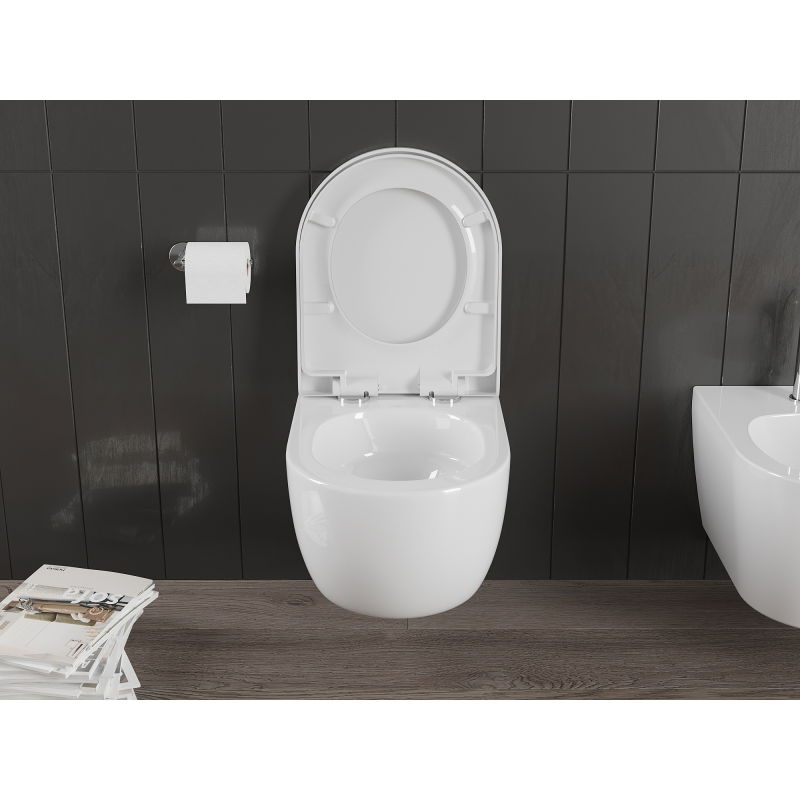 Mexen Carmen WC mísa Rimless Tornado s pomalu klesající tvrdou deskou, duroplast, bílý lesk - 30880200T