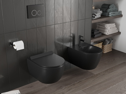 Mexen Carmen WC mísa Rimless Tornado se sedátkem soft-close slim, duroplast, černá matná - 30880185T