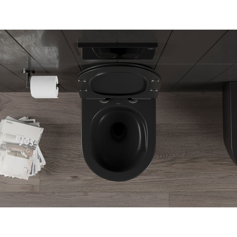 Mexen Carmen WC mísa Rimless Tornado se sedátkem soft-close slim, duroplast, černá matná - 30880185T
