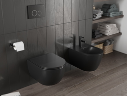 Mexen Carmen WC mísa Rimless Tornado se zpomalujícím sedátkem slim, duroplast, černá mat - 30881085T