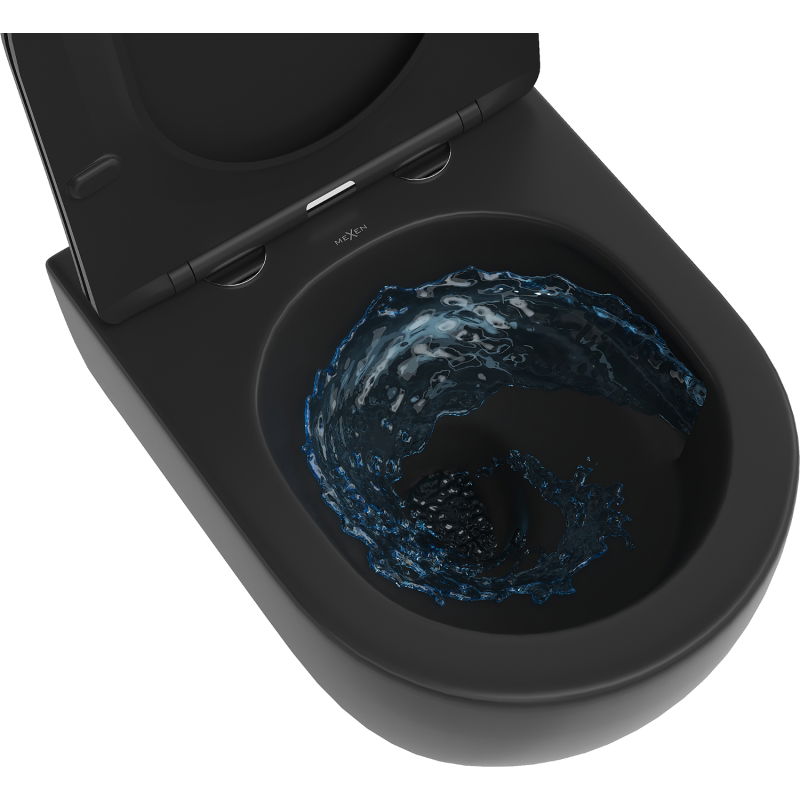 Mexen Carmen WC mísa Rimless Tornado se zpomalujícím sedátkem slim, duroplast, černá mat - 30881085T