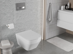 Mexen Riva WC mísa Rimless Tornado s pomalu sklápějící deskou slim, duroplast, bílý lesk - 30630200T