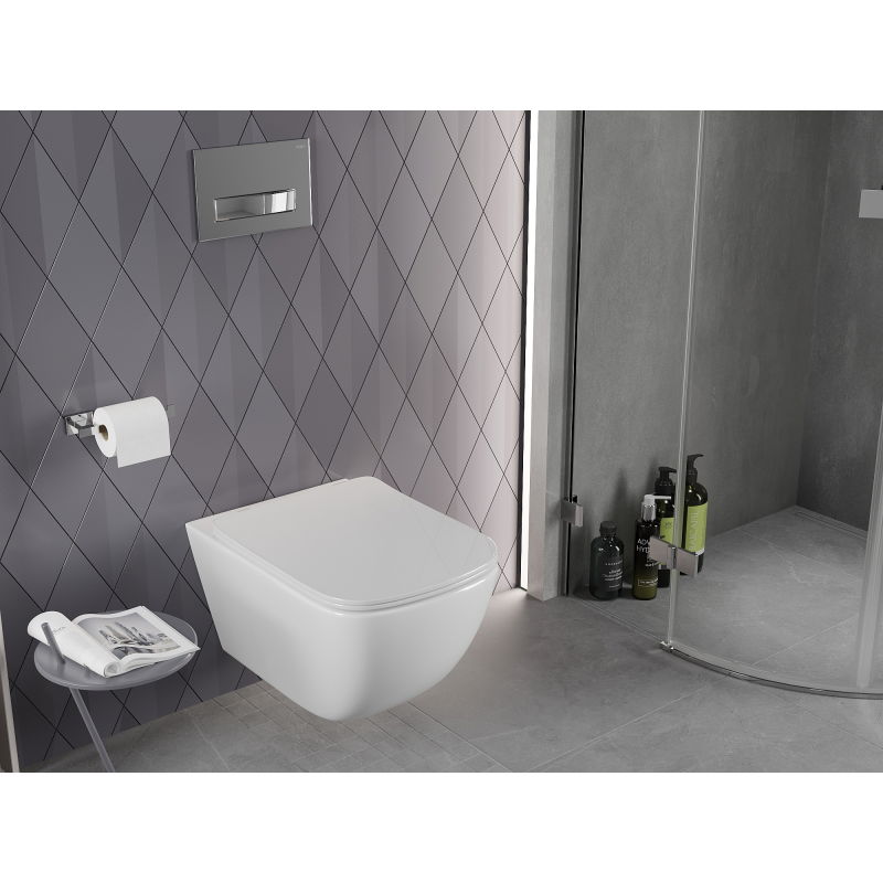 Mexen Timo WC mísa Rimless Tornado s pomalou sedátkem slim, duroplast, bílý lesk - 30650200T