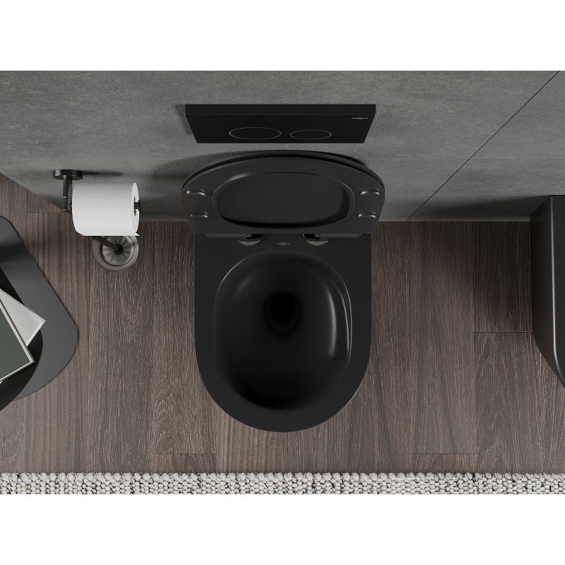 Mexen Rico WC mísa Rimless Tornado s pomalu klesající deskou slim, duroplast, černá matná - 30720185T