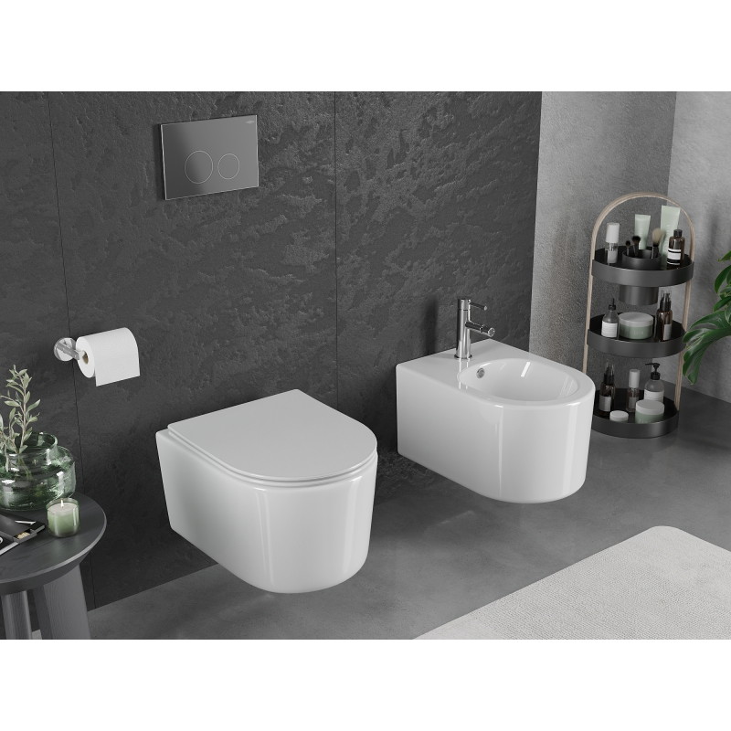 Mexen Sofia wc mísa Rimless Tornado s pomalu sklopným prkénkem slim, duroplast, bílý lesk - 30540400T