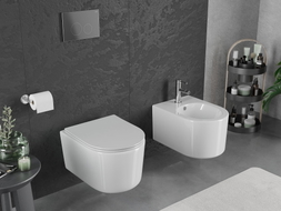 Mexen Sofia wc mísa Rimless Tornado s pomalu sklopným prkénkem slim, duroplast, bílý lesk - 30540400T