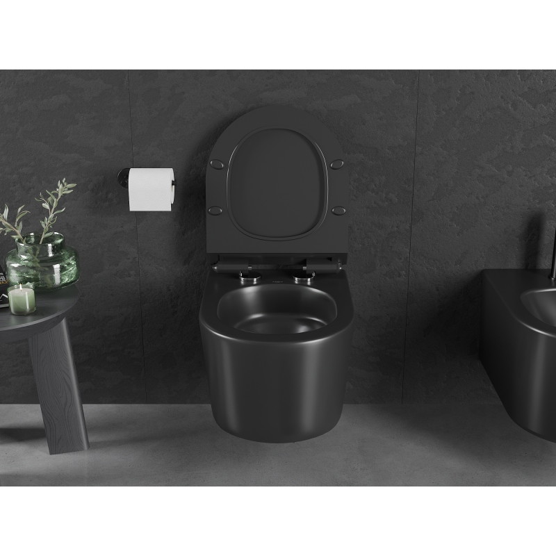 Mexen Sofia wc mísa Rimless Tornado se zpomalovacím sedátkem slim, duroplast, černá matná - 30540185T
