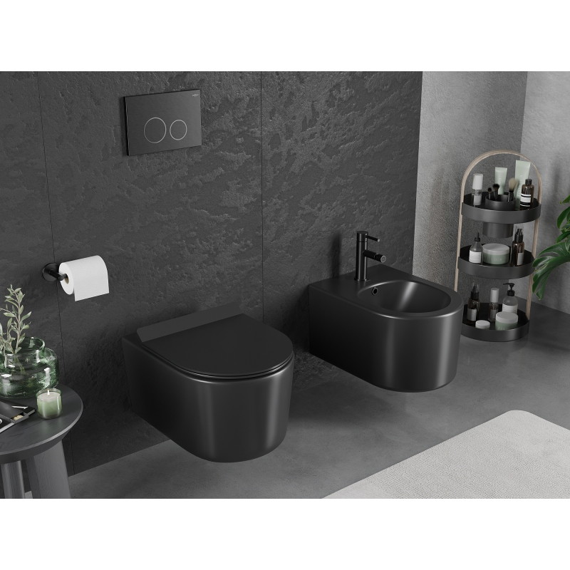 Mexen Sofia wc mísa Rimless Tornado se zpomalovacím sedátkem slim, duroplast, černá matná - 30540185T
