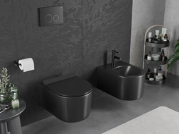 Mexen Sofia WC mísa Rimless Tornado s pomalu klesající deskou slim, duroplast, černá mat - 30540185T