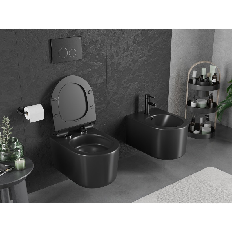 Mexen Sofia wc mísa Rimless Tornado se zpomalovacím sedátkem slim, duroplast, černá matná - 30540185T