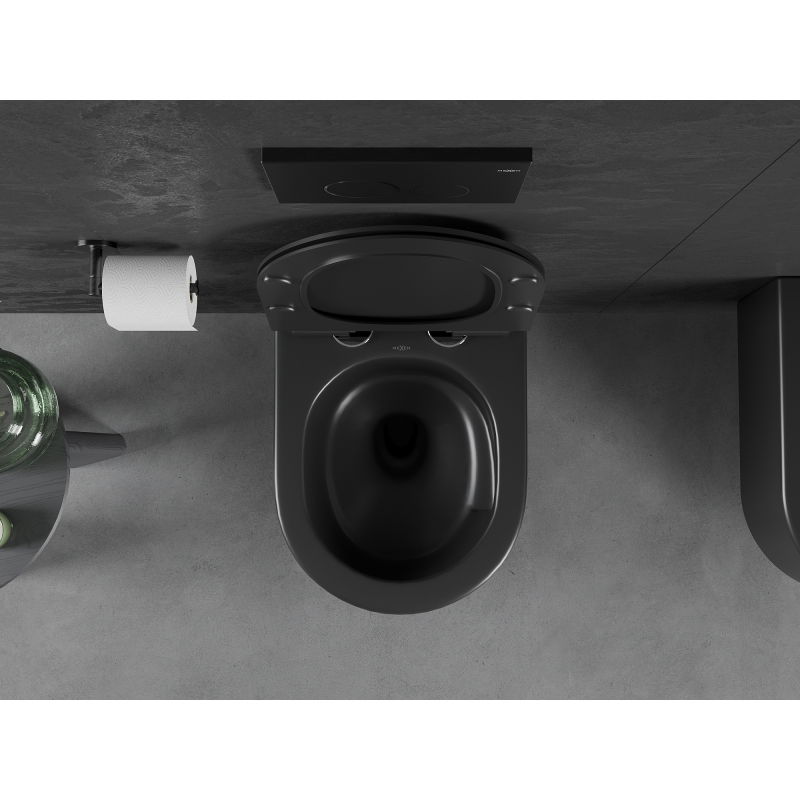 Mexen Sofia WC mísa Rimless Tornado s pomalu klesající deskou slim, duroplast, černá mat - 30540185T