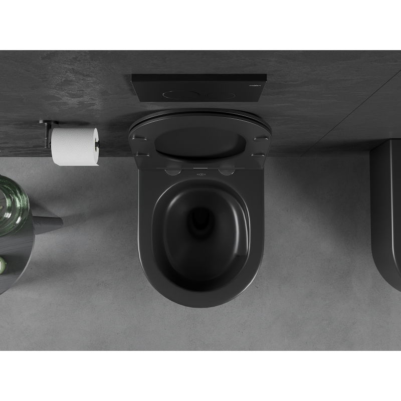 Mexen Sofia WC mísa Rimless Tornado s pomalu sklopnou deskou slim, duroplast, černá mat - 30541085T