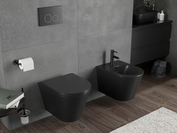 Mexen Rico WC mísa Rimless Tornado s pomalu klesající deskou slim, duroplast, černá mat - 30721085T