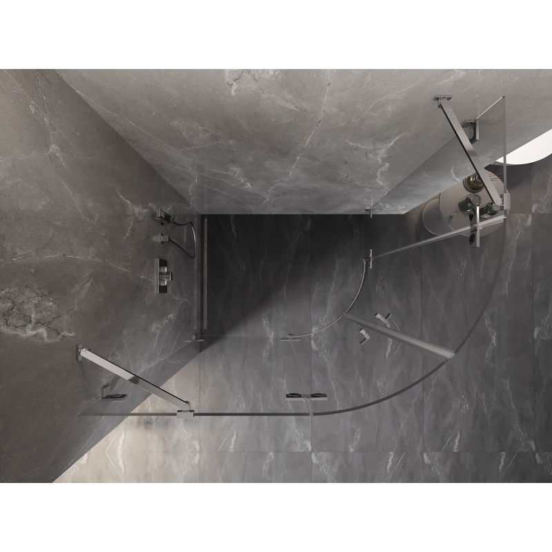 Mexen Lunar půlkruhová sprchová kabina, levá 90 x 70 cm, transparentní, chrom - 833-090L-070P-01-00