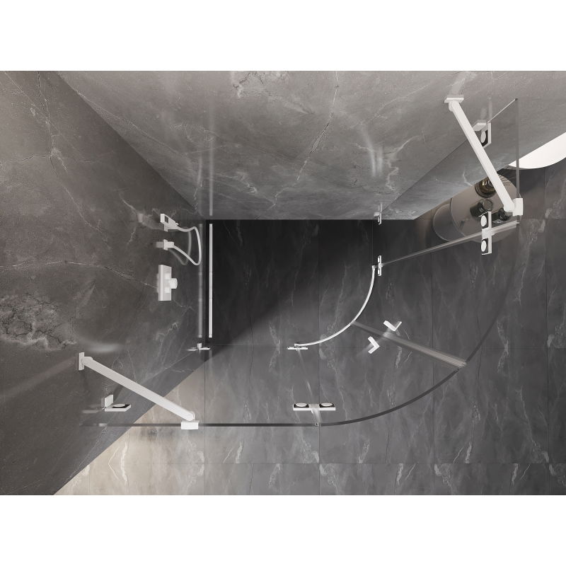 Mexen Lunar půlkruhová sprchová kabina s otevíráním doleva 100 x 90 cm, transparentní, bílá - 833-100L-090P-20-00