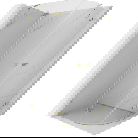 Mexen Lunar sprchový kout půlkruhový otevírací levý 90 x 80 cm, transparentní, zlatý - 833-090L-080P-50-00