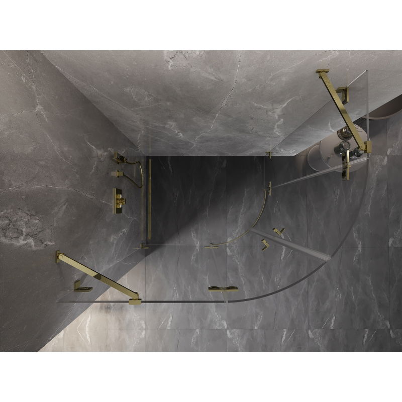 Mexen Lunar půlkruhová sprchová kabina vyklápěcí levá 100 x 90 cm, transparentní, zlatá - 833-100L-090P-50-00