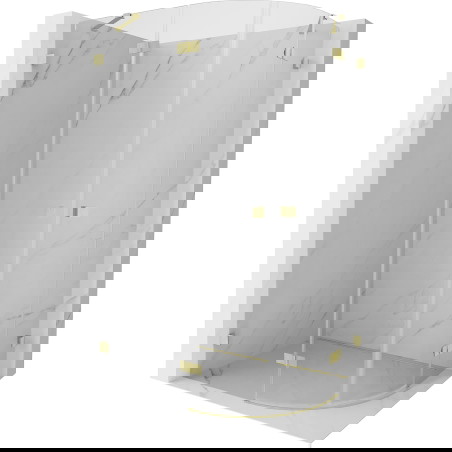 Mexen Lunar sprchový kout půlkruhový, otevírací vlevo 90 x 70 cm, transparentní, zlato kartáčovaný