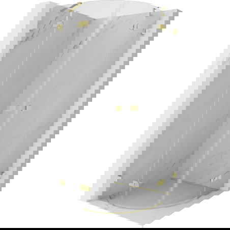 Mexen Lunar sprchová kabina čtvrtkruhová výklopná 90 x 90 cm, transparentní, zlatá kartáčovaná - 833-090L-090P-55-00