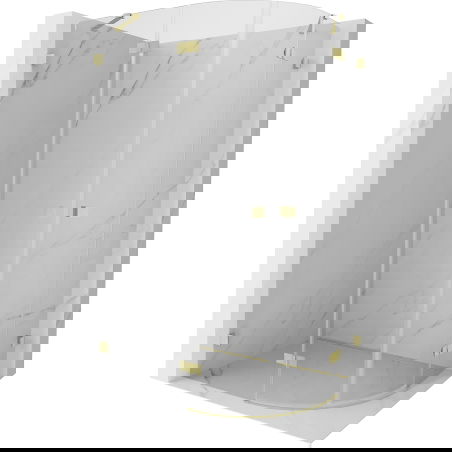 Mexen Lunar půlkruhová sprchová kabina otevírací levá 100 x 70 cm, transparentní, zlatá kartáčovaná - 833-100L-070P-55-00