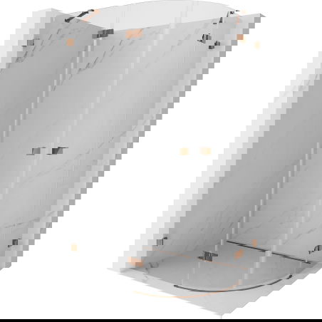 Mexen Lunar sprchový kout půlkruhový otevírací levý 80 x 70 cm, transparentní, růžové zlato - 833-080L-070P-60-00