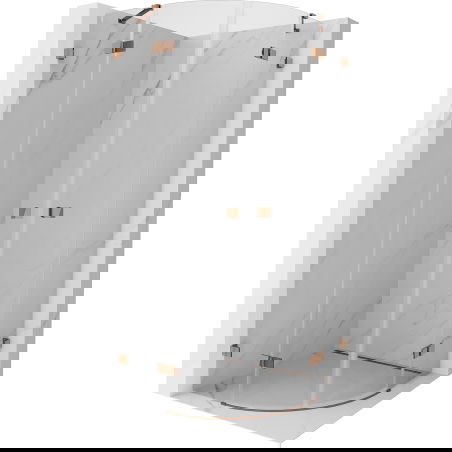 Mexen Lunar půlkruhová sprchová kabina výklopná 90 x 90 cm, transparentní, růžové zlato - 833-090L-090P-60-00