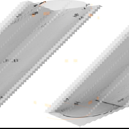 Mexen Lunar sprchový kout čtvrtkruhový otočný 100 x 100 cm, transparentní, růžové zlato - 833-100L-100P-60-00